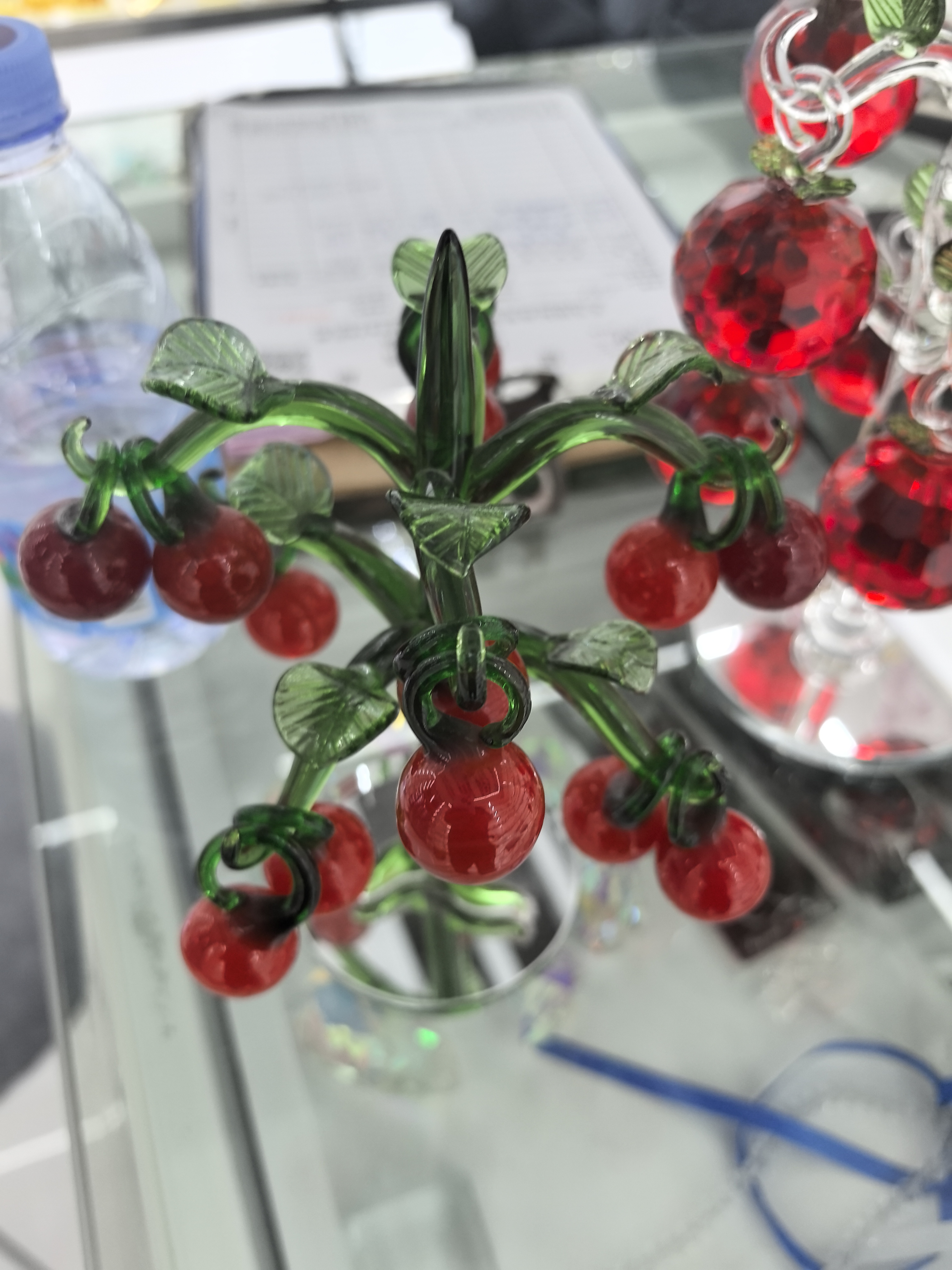 工艺品礼品水晶工艺品水晶摆件小孩节日礼物晶莹剔透装饰品，水晶樱桃树，12挂水晶摆件水晶球小夜灯水晶