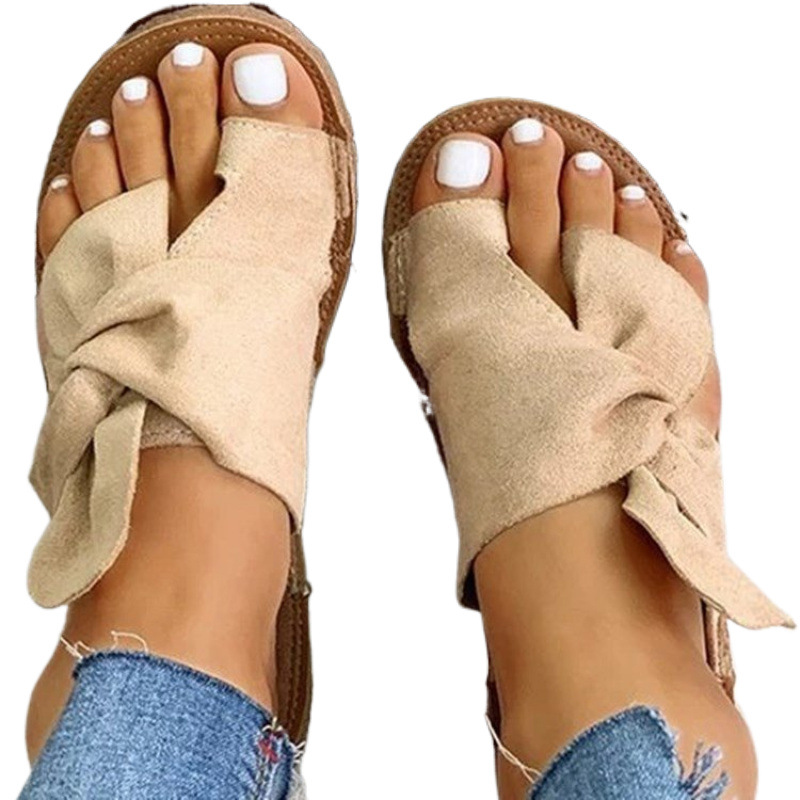 Export slippers wish2021 Summer New style outerwear sandals Flat bow cross-border large-sized women's shoes wholesale Item Picture