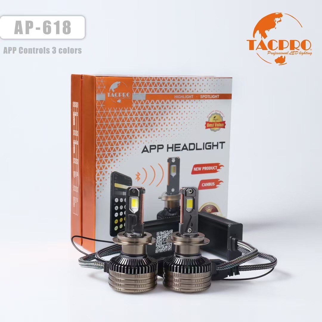 TACPRO汽车LED大灯超亮远近光灯强光远近H1 H3 汽车前大灯 汽车灯手机控制汽车灯泡 85W