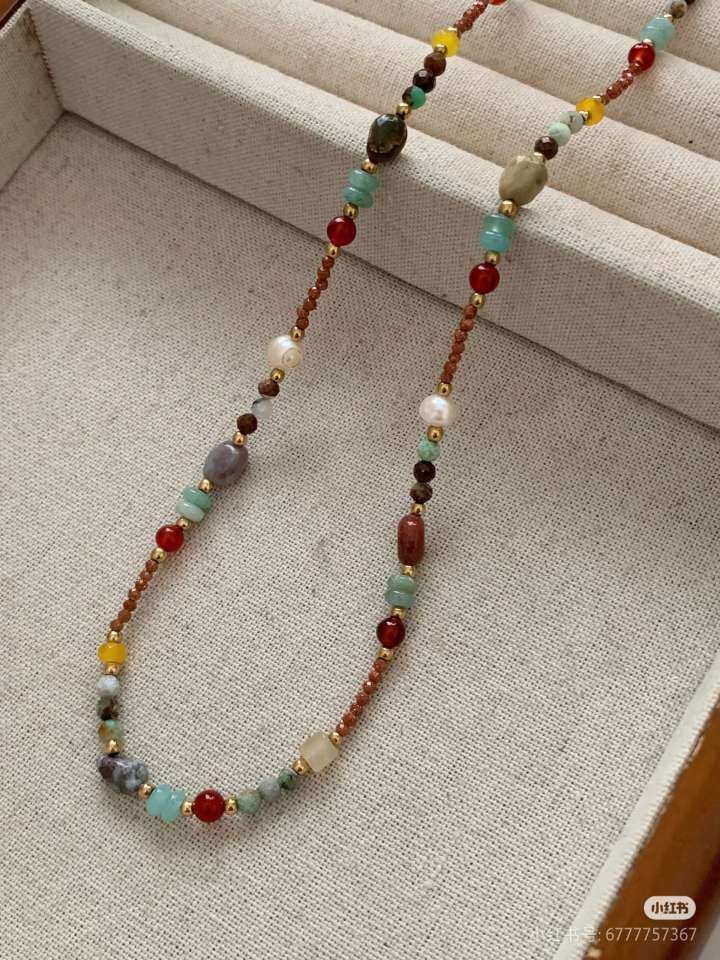 天然石金沙红玛瑙新款项链