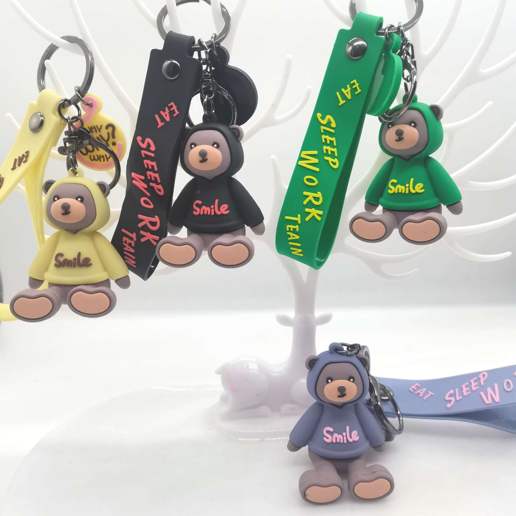 新款个性连帽卫衣熊公仔钥匙扣卡通可爱汽车钥匙链创意礼品批发钥匙圈 男女童书包