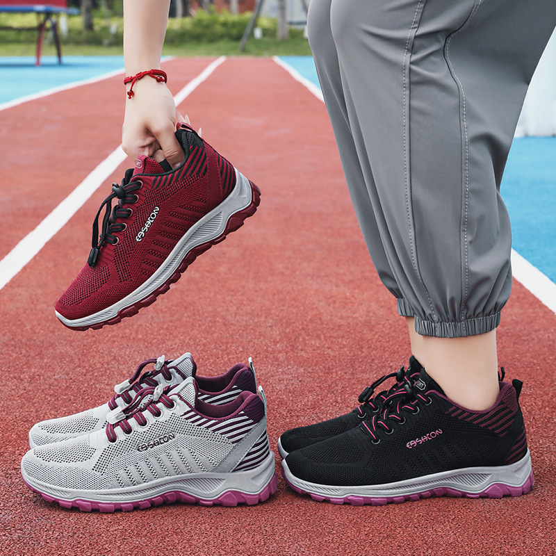 Women's walking shoes, soft-soled woven sports shoes, 2025 summer new style single shoes, comfortable Korean-style breathable casual net shoes Specification drawing