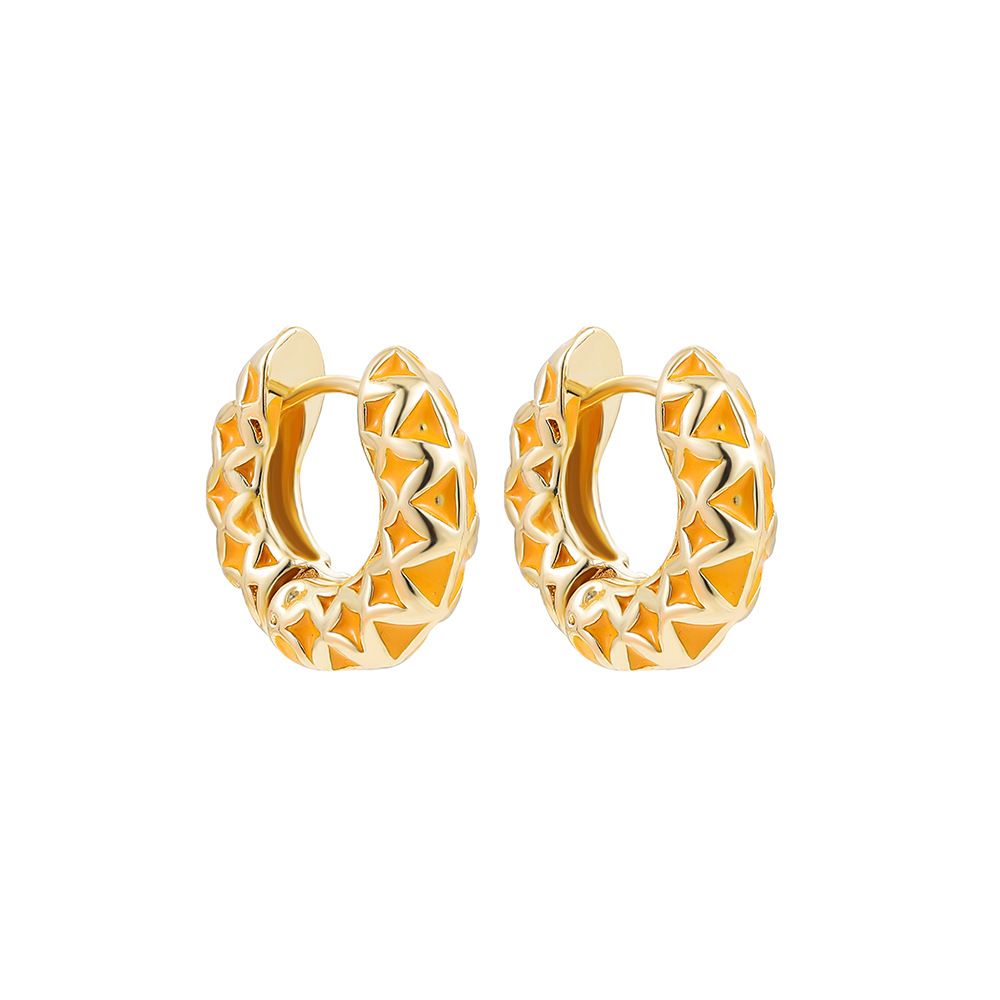 European and American colored oil drop enamel earrings, dopamine diamond-shaped checkered earrings, new Chinese style detail image 3