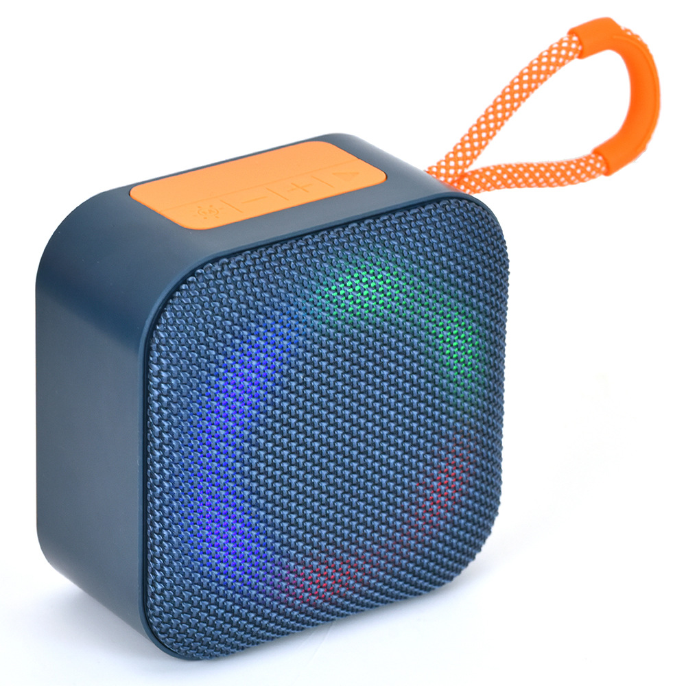 BOX006蓝牙音箱包布插TF卡U盘带FM收音LED炫酷七彩灯光无线音响 蓝色