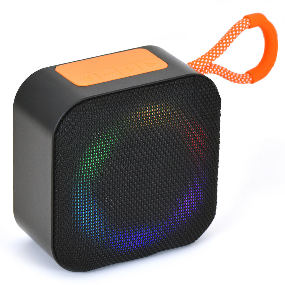 BOX006蓝牙音箱包布插TF卡U盘带FM收音LED炫酷七彩灯光无线音响 黑色