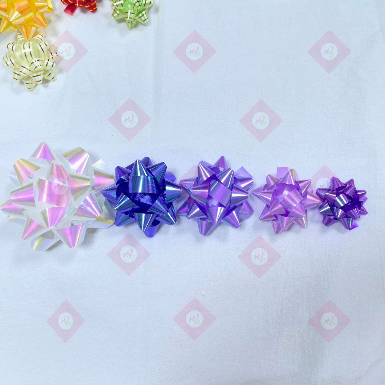 4-inch star flower festival party decoration gift ribbon artificial flower Christmas gift packaging solid color star flower detail image 5