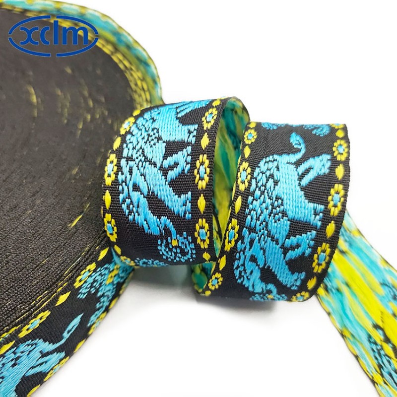 2.5cm elephant ethnic woven tape accessories, Thai Dai ethnic polyester decorative material, clothing accessories, jacquard ribbon edge wrapping Specification image