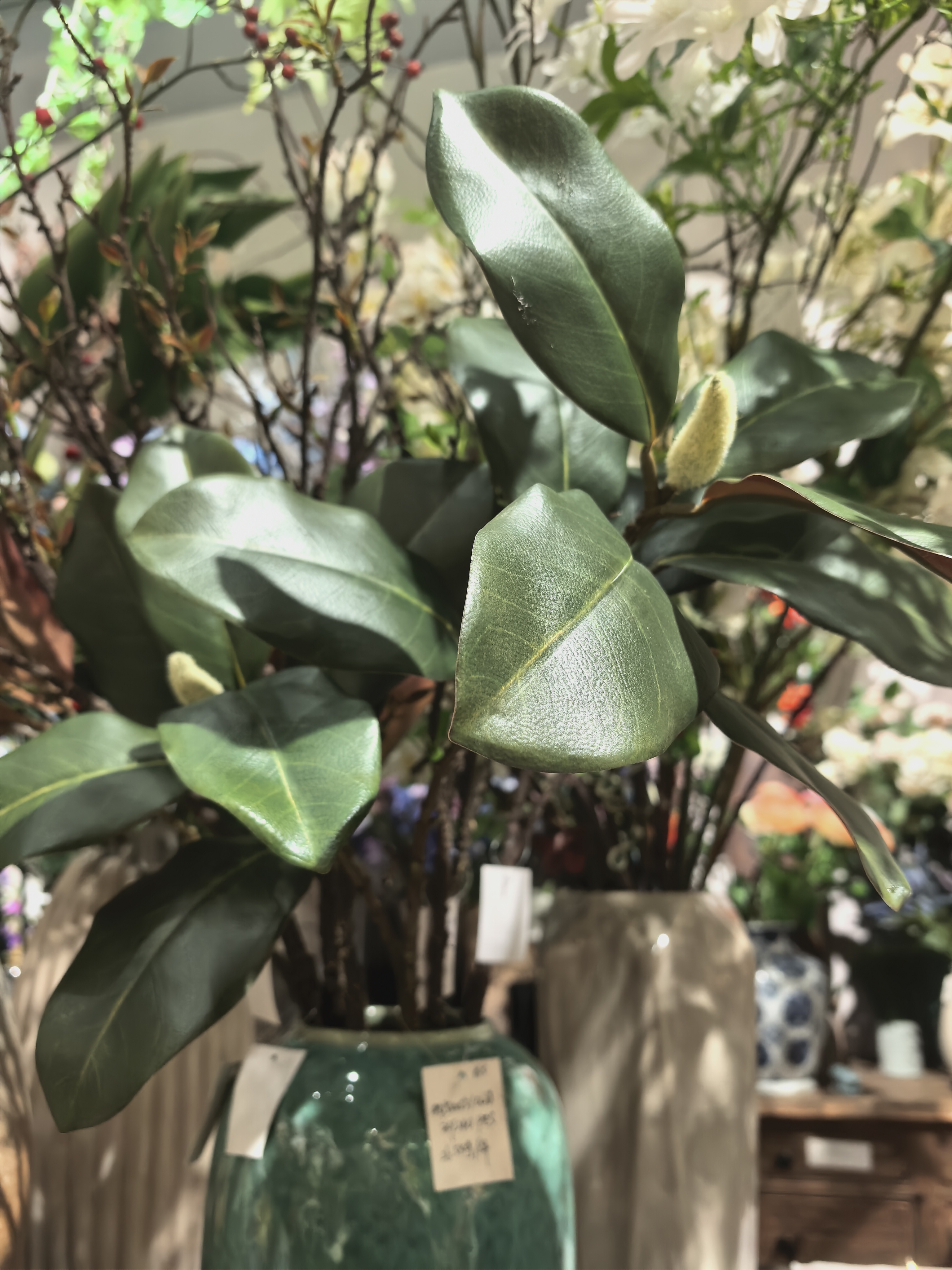 仿真花  玉兰叶硅胶人造花春天花园 超高仿真 KX 1盒