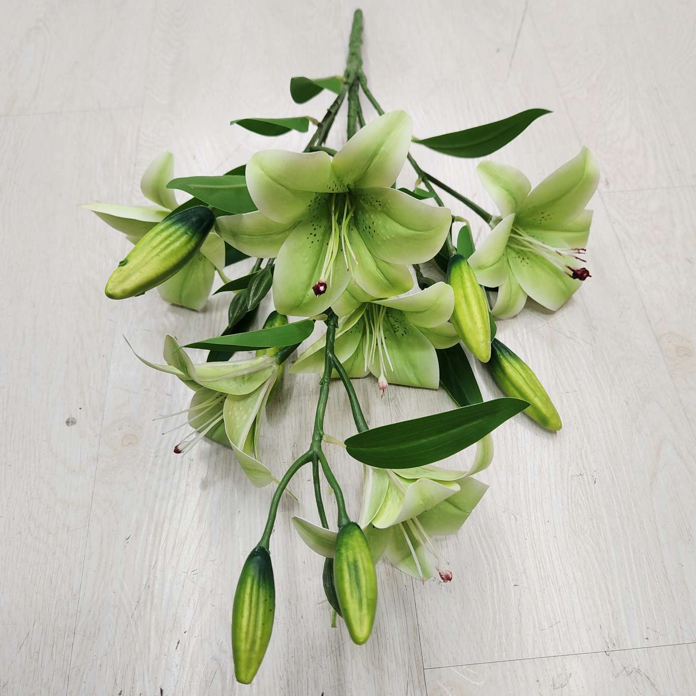 5叉3D带花苞百合办公文化仿真园艺花礼盒 仿真花毛线钩织簪花毛线花装饰品详情图2