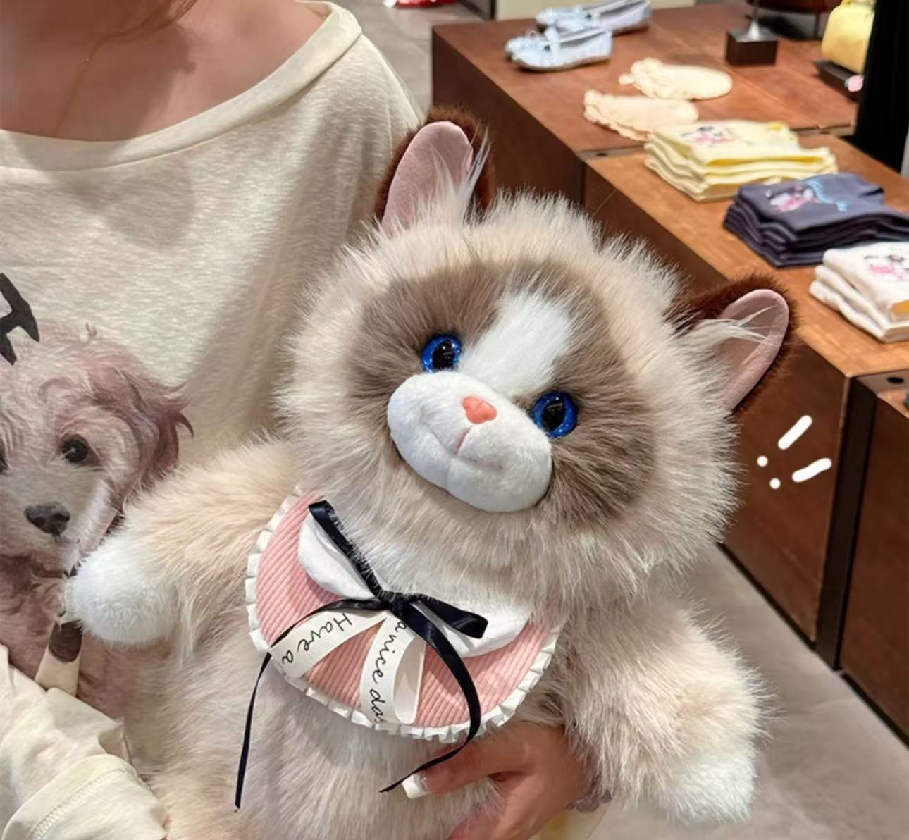 Cute bib stuffed cat backpack Specification image