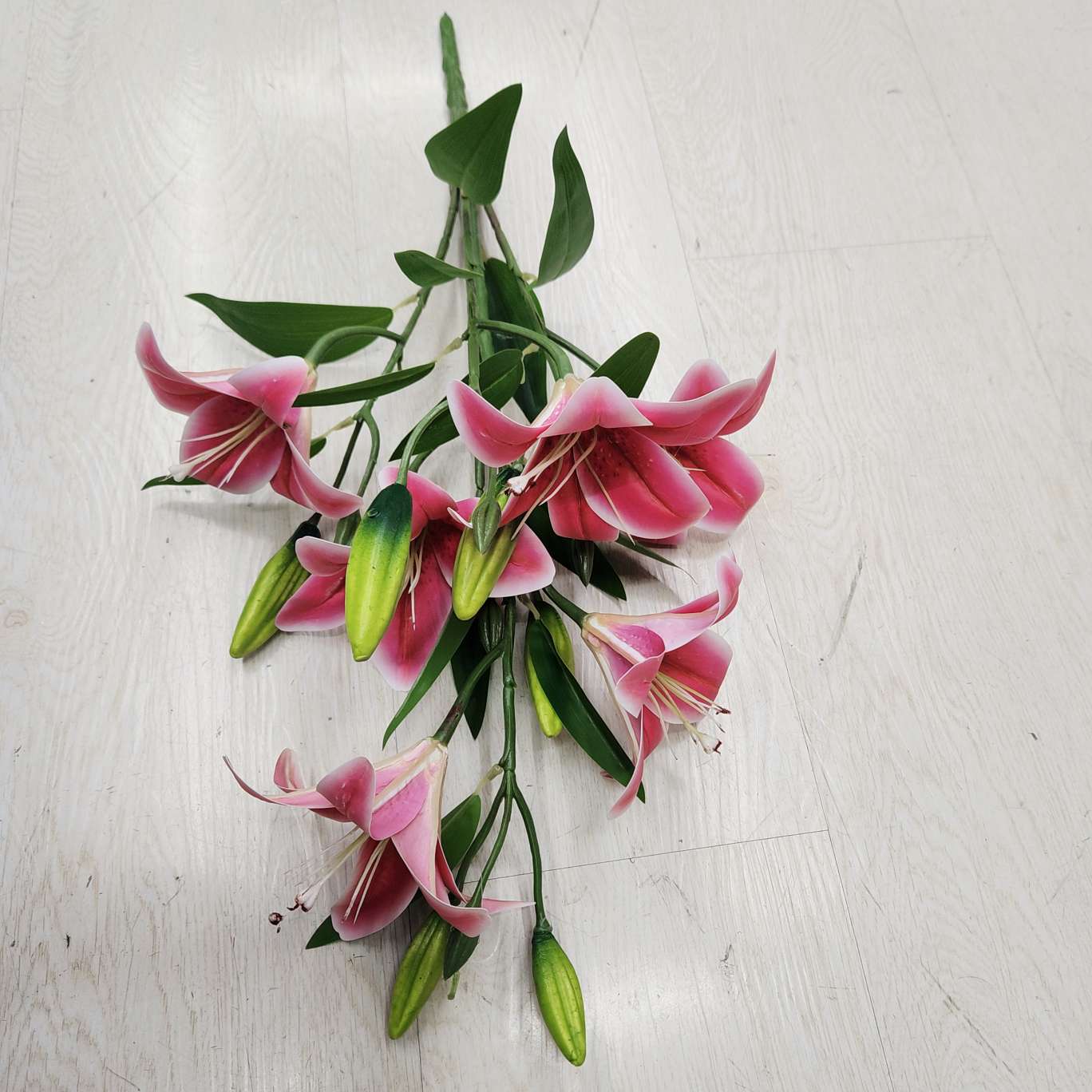 5叉3D带花苞百合办公文化仿真园艺花礼盒 仿真花毛线钩织簪花毛线花装饰品详情图10