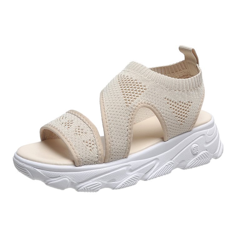 Wish Amazon's new 2021 European and American style thick-soled fly-knit casual women's sandals, size 43, cross-border large size Item Picture