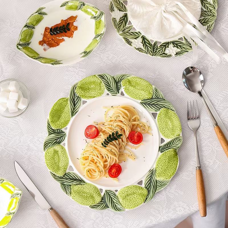 Lemon ceramic Western-style dinner plates, daily necessities tableware plates, kitchenware heat-resistant plates, home dining table decoration Item Picture