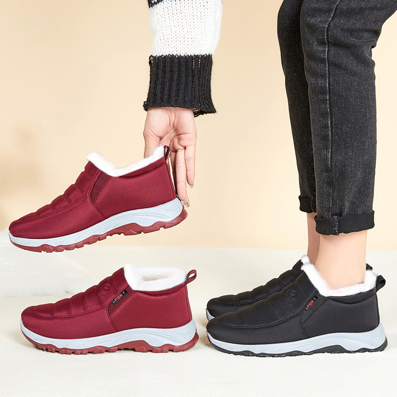 Winter cotton shoes with fleece and thickening, middle-aged and elderly boots, wholesale cotton boots for both men and women, a pair of winter shoes for the elderly Specification drawing