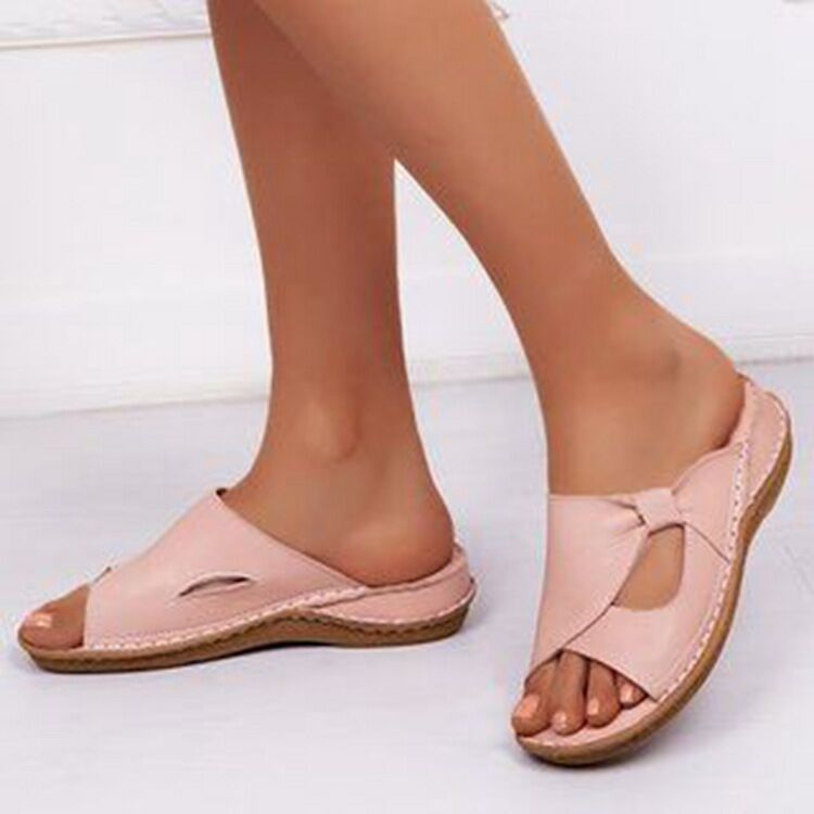 Wholesale of large-sized cool slippers for women in Spring/Summer 2023, Amazon cross-border flat-bottomed outdoor slippers for women details Picture