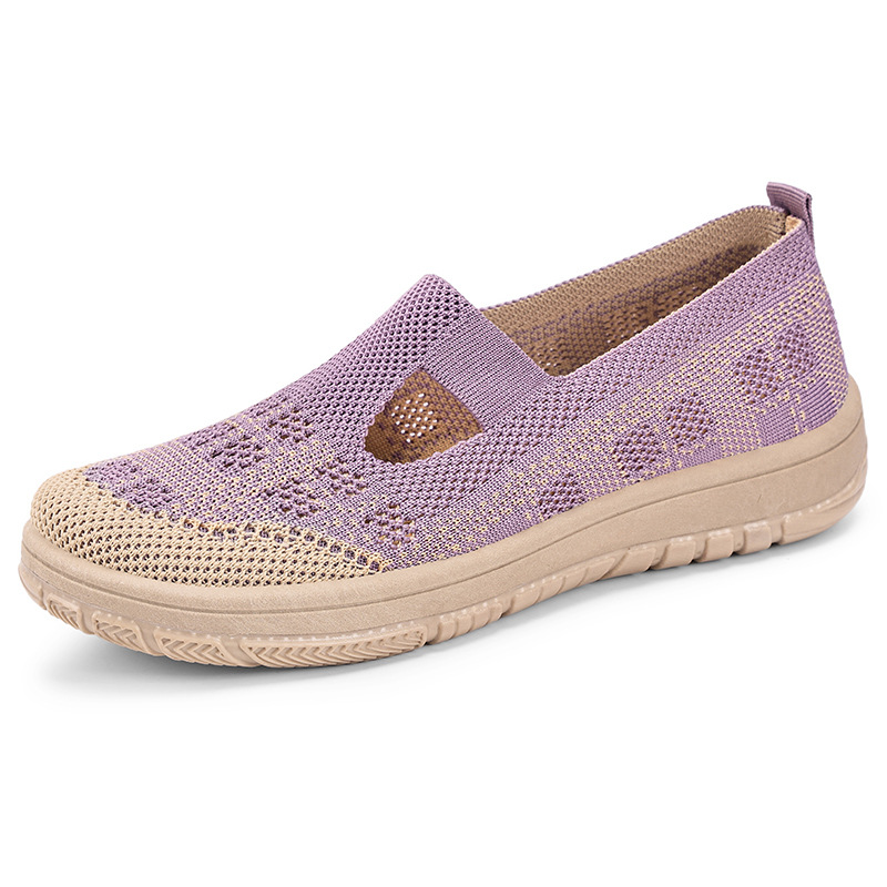 Women's shoes, versatile new casual shoes, breathable flying woven single shoes, soft-soled comfortable mom shoes, shallow opening mesh shoes Item Picture