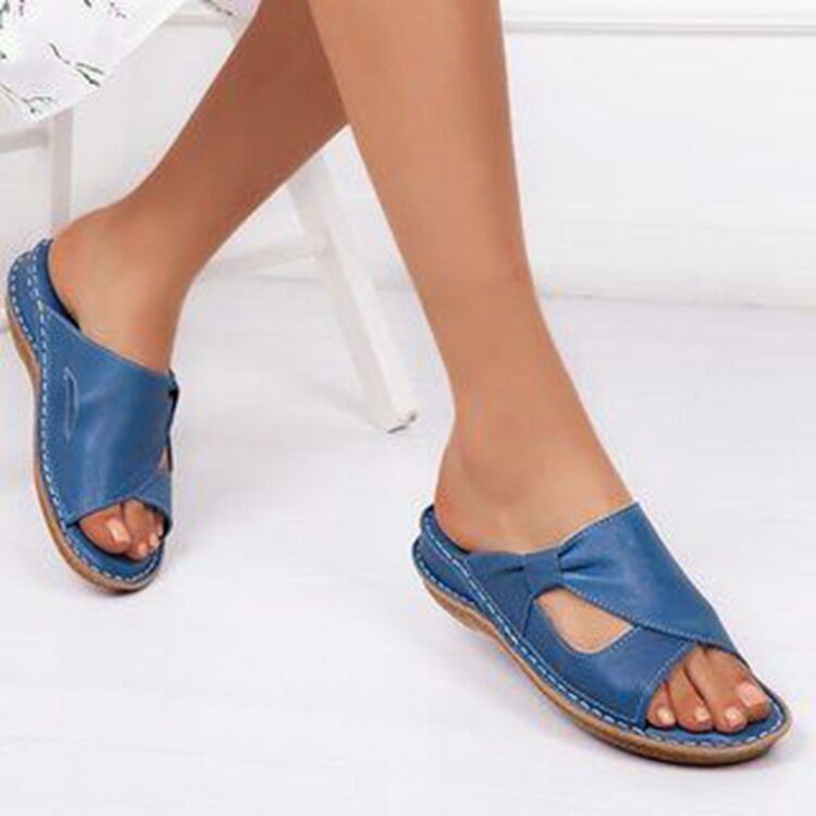 Wholesale of large-sized cool slippers for women in Spring/Summer 2023, Amazon cross-border flat-bottomed outdoor slippers for women Specification drawing
