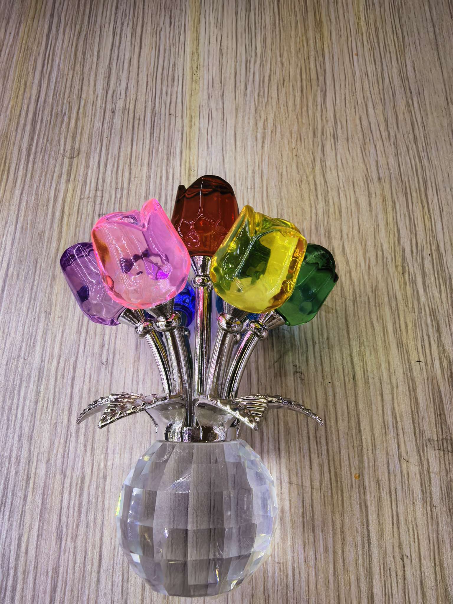 玻璃水晶玫瑰花摆件办公室玄关柜家居装饰礼品7887—12—2水晶详情图2