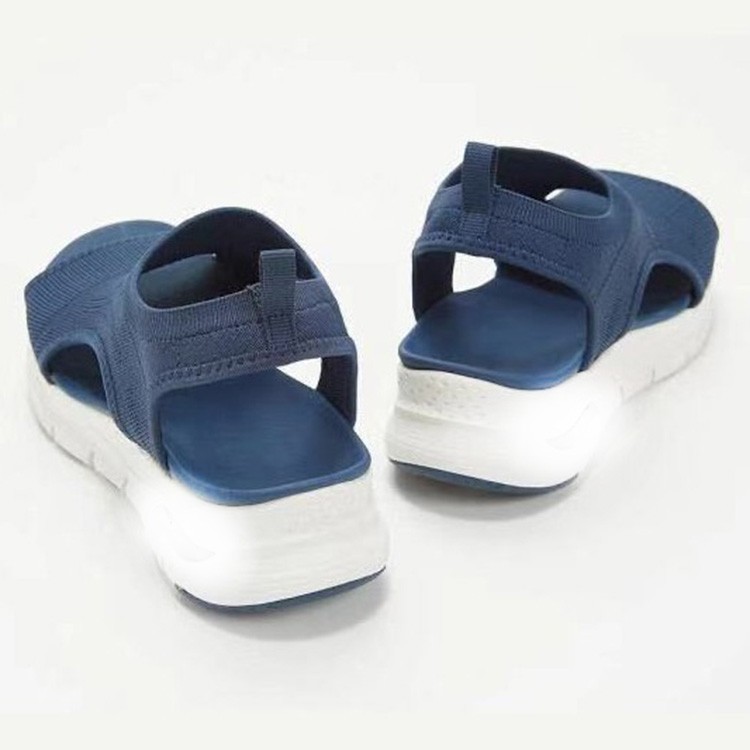 2021 New export large-sized fly-knit wedge heel casual sandals, European and American cross-border fish-mouth breathable summer sports sandals Item Picture