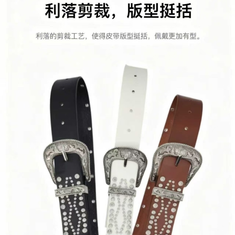 皮带辣妹女款铆钉金属扣裤带千禧风美式复古重工朋克黑色腰带详情7