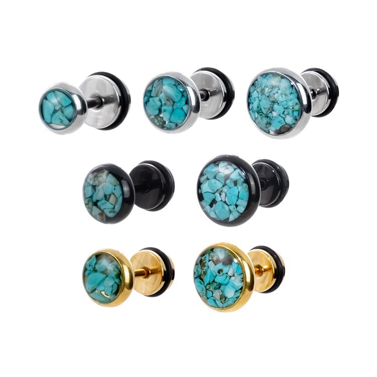 Changsheng Jewelry's turquoise earrings are fashionable and stylish. The stainless steel and light luxury style are suitable for daily wear Specification image