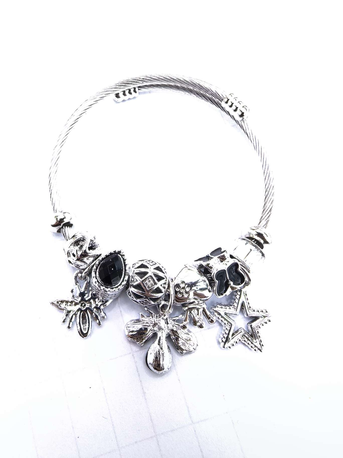 蜜蜂挂件不锈钢手链 钢色手链 可做金色 五角星挂件  合金配件 2025流行