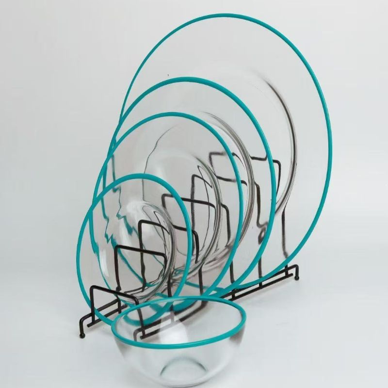 Wholesale handcrafted gold-rimmed green glass plates with a strong retro feel, breakfast plates and base plates, cross-border best-selling items details Picture