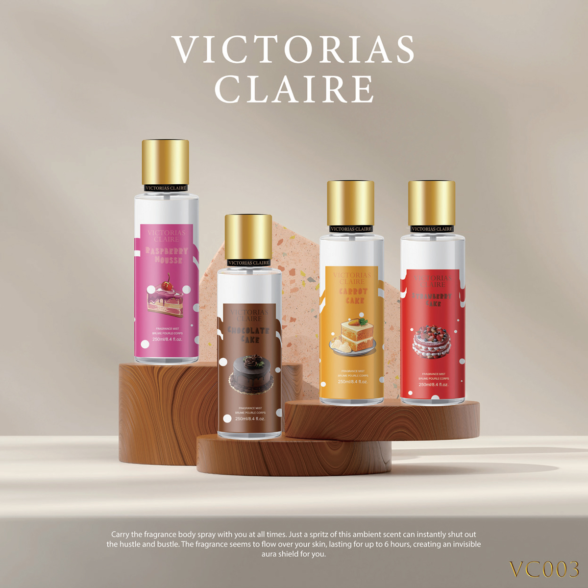 外贸热销香体喷雾 多款式高颜值图案(文字 / 甜品 / 果味)250ml 持久淡香详情3