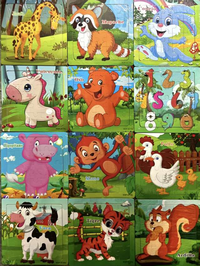 Educational and educational toys for children, wooden jigsaw puzzles, cartoon three-dimensional jigsaw puzzles, and assembly toys are suitable for children's intellectual enlightenment jigsaw puzzles Item Picture