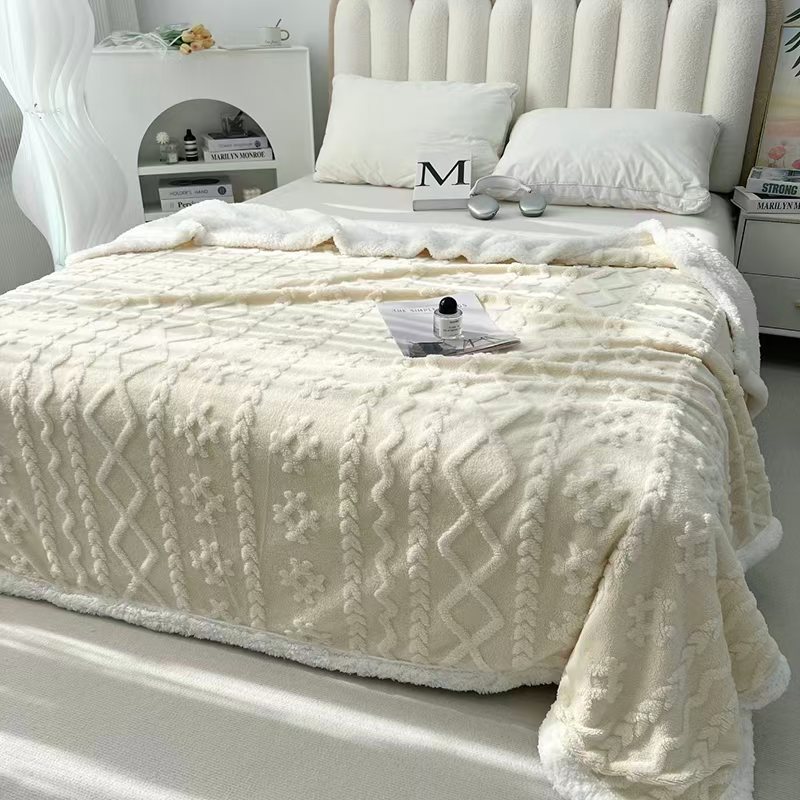 Cross-border export of the 2025 new high-weight double-layer thickened Taff velvet blanket, double-sided velvet cover blanket and sofa blanket