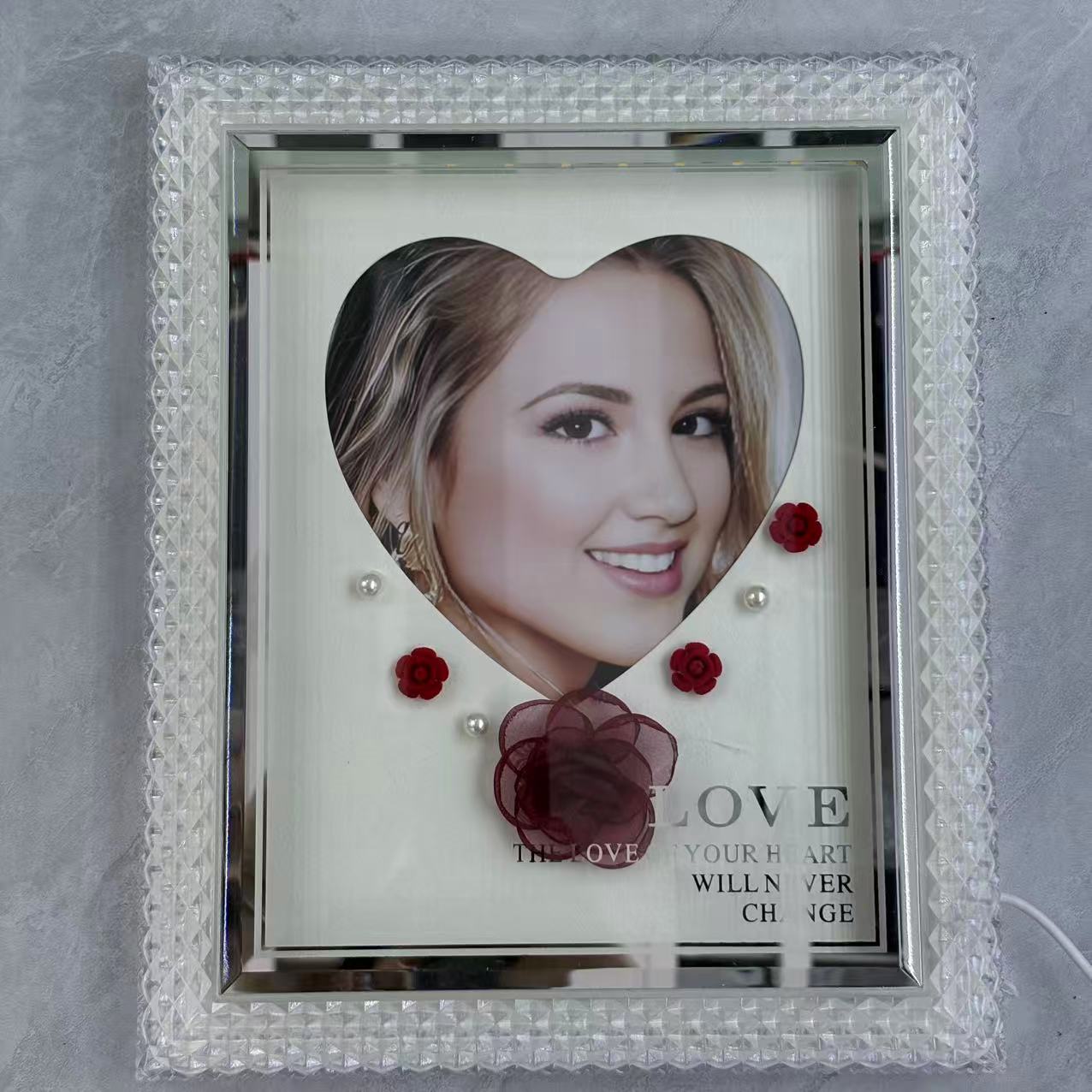 单孔LED塑料相框 暖光灯珠 情人节 母情节小礼物 居家相框装饰 摆台相框 卧室小夜灯