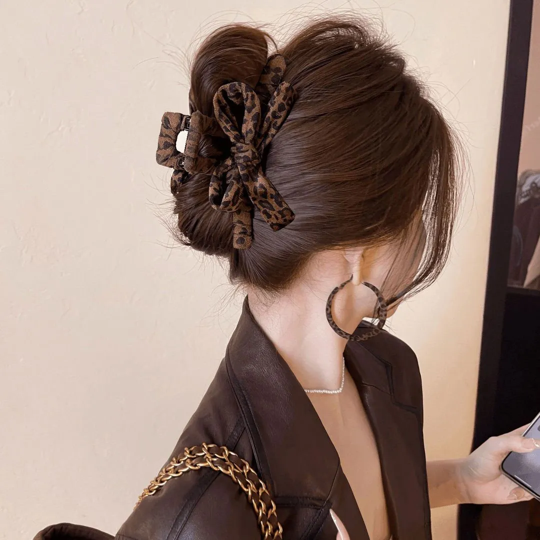 Fashion is back! Hair clips, women's leopard print bow shark clips, 2025 new style hair clips, hair accessories, autumn #6 hair clips, hair clips, hair clips detail image 2