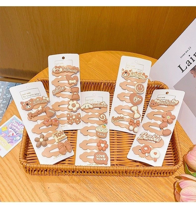 米咖色五公分BB夹卡通套装系列