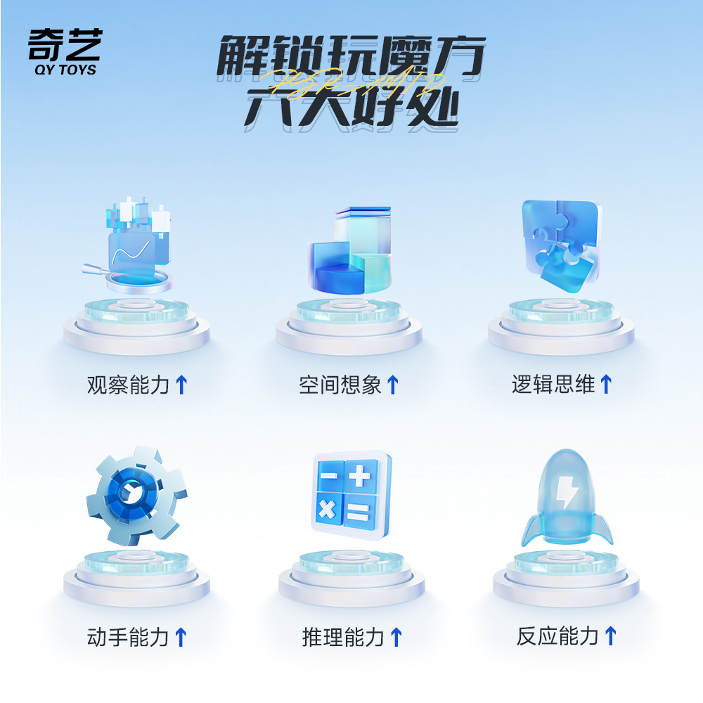 益智玩具超顺滑奇艺魔方异形三阶金字塔实色魔方详情3