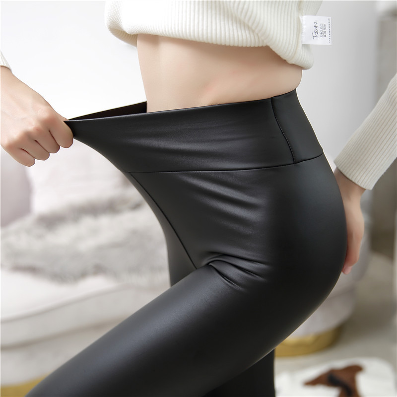 源头专业生产皮面裙裤工厂高腰PU皮哑光皮裤秋冬新款薄款九分裤四面弹打底裤女士小脚裤秋裤蚕丝芭比裤裤子非洲大码女装跨境专供详情图8