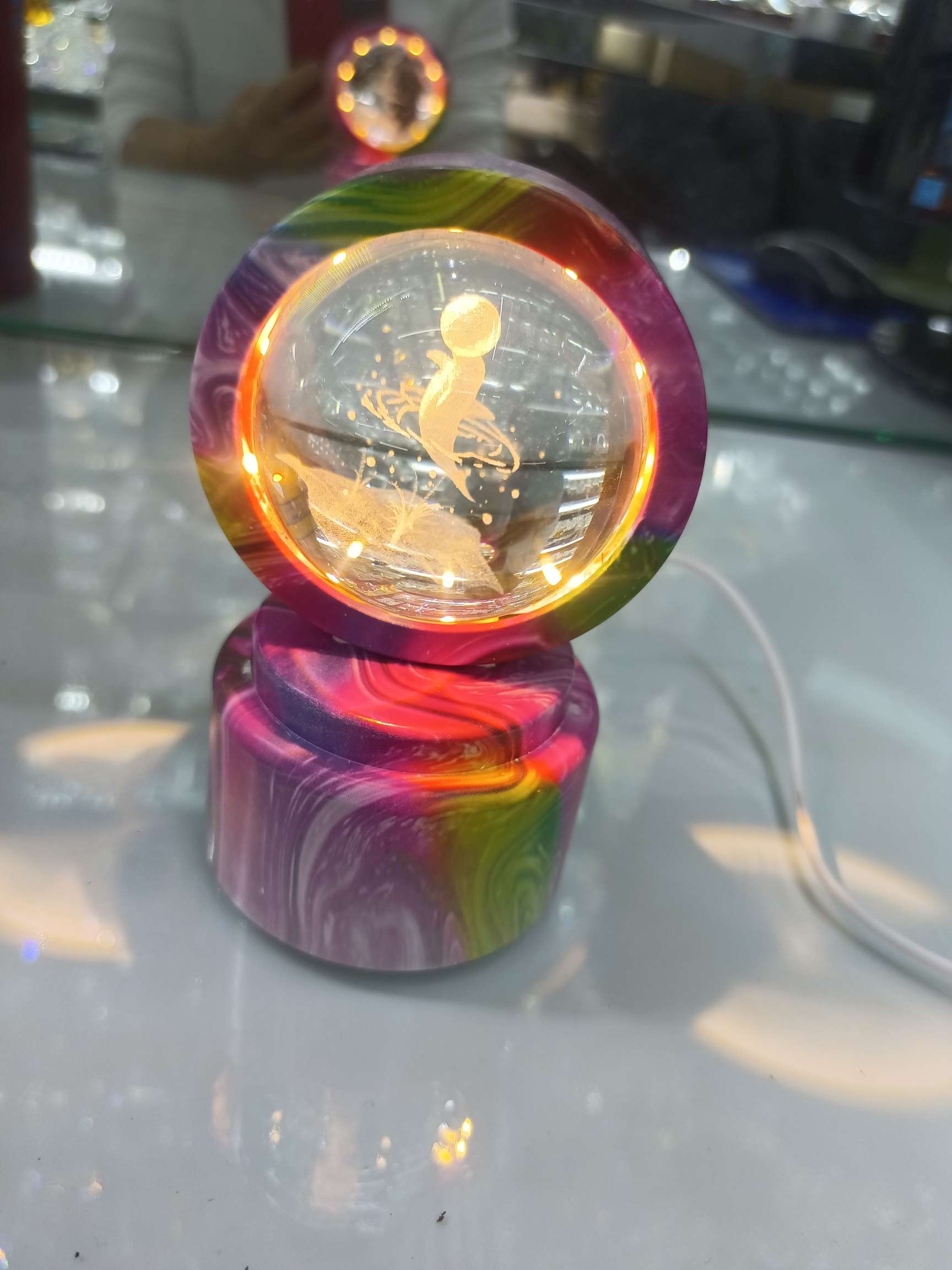 小夜灯，水晶礼品，水晶灯，水晶旋转灯，水晶球小夜灯详情图2
