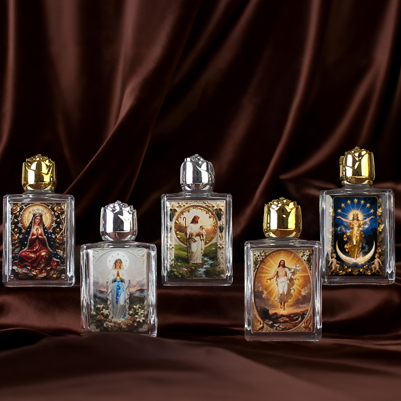 Cross-border religious holy water bottles, rose handicrafts, high appearance level perfume glass bottles, baptism gifts, church ornaments Specification image