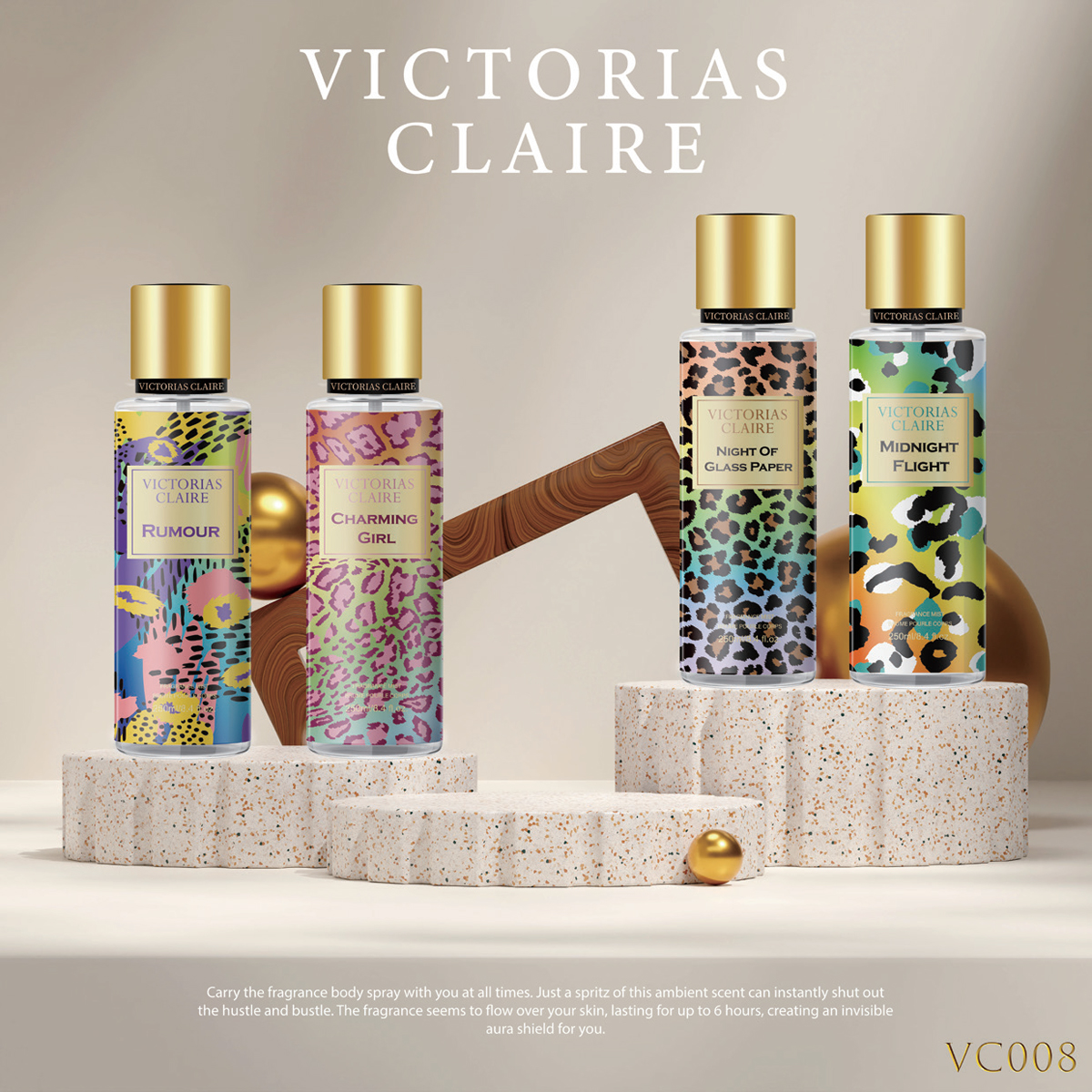 外贸热销香体喷雾 多款式高颜值图案(文字 / 甜品 / 果味)250ml 持久淡香详情8