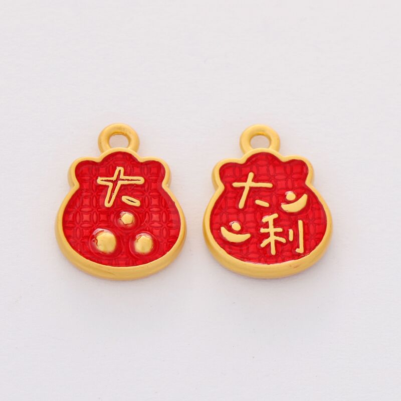 Oil-dripping matte money bag, gourd auspicious cloud, wealth and good fortune, hand-woven diy jewelry bracelet, necklace pendant details Picture