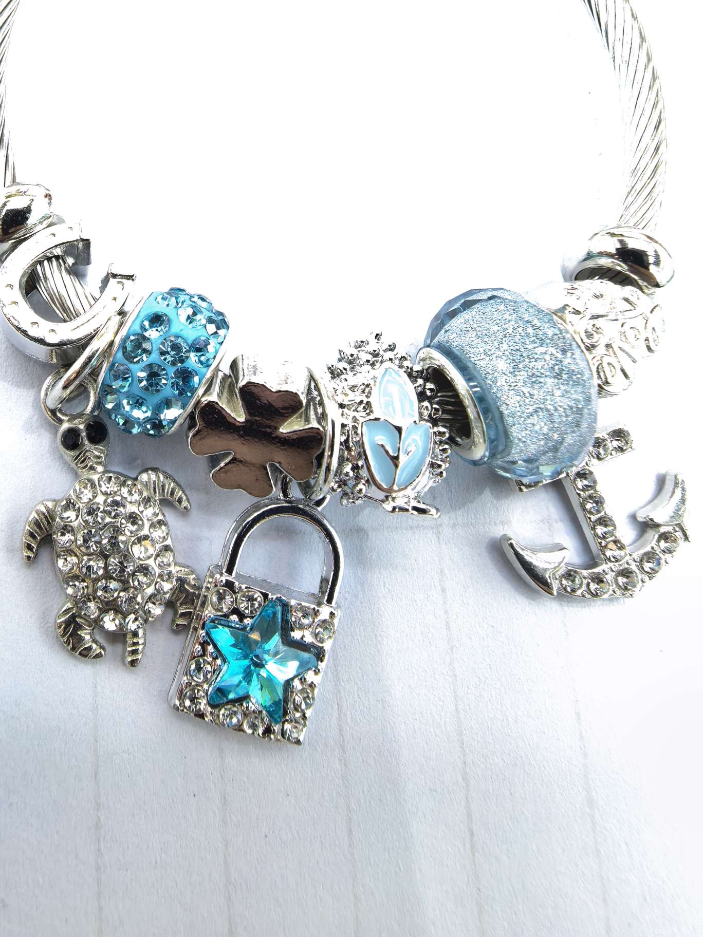 不锈钢手链 钢色手链 可做金色 乌龟挂件 船锚挂件 爱情锁挂件