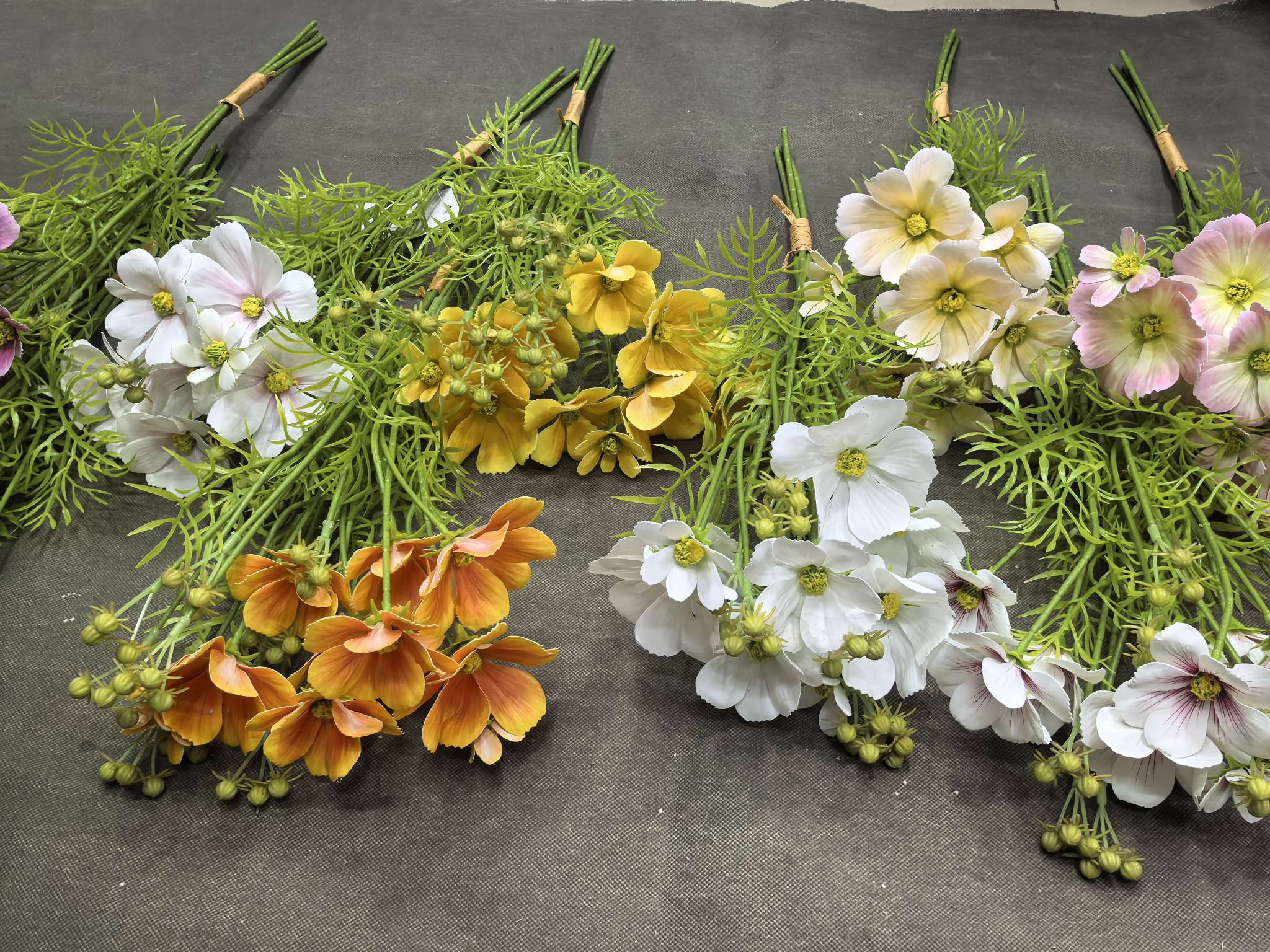 手扎把束波斯菊