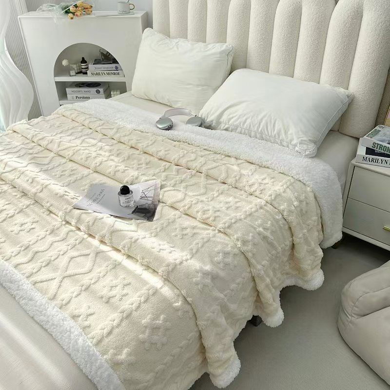 Cross-border export of the 2025 new high-weight double-layer thickened Taff velvet blanket, double-sided velvet cover blanket and sofa blanket details Picture