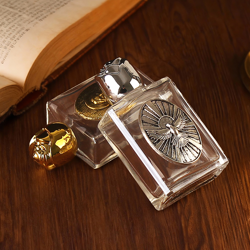 15ml Holy Water bottle, glass metal embossed rose decoration, baptism bottle, cross-border packaging glass bottle, decorative items