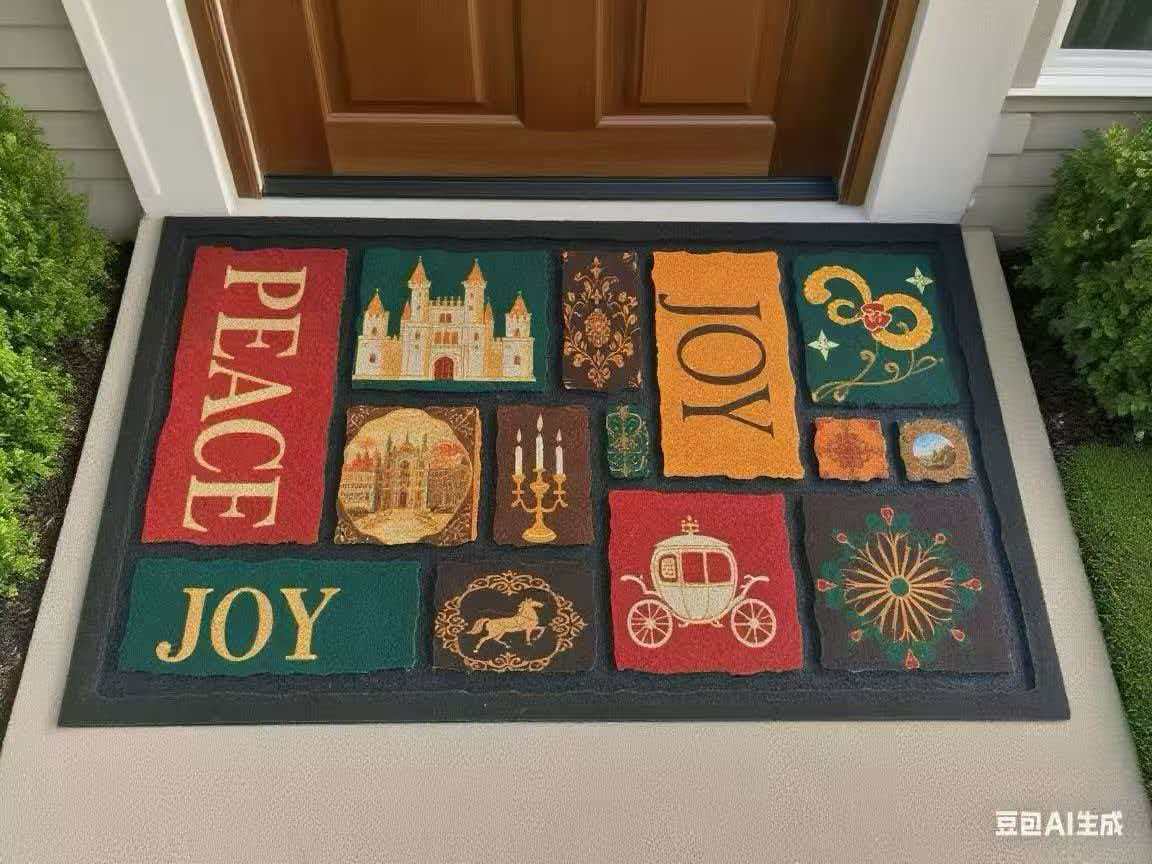 Outdoor door mat, thickened printed rubber floor mat, waterproof carpet Application Scenario