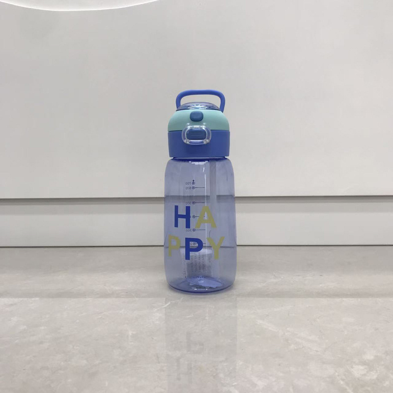HAPPY字母刻度吸管杯 便携提环防漏水杯 学生大容量可爱ins风高颜值随手杯详情3
