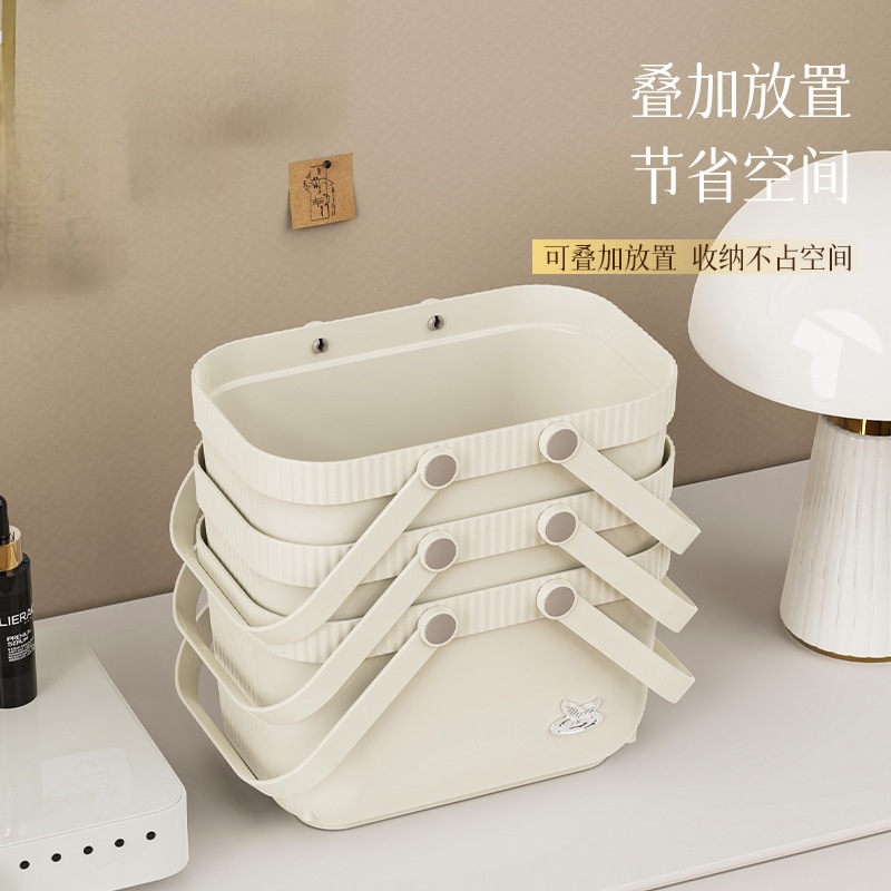 T54-Y-9105 storage basket: Large-capacity plastic storage basket, desktop clutter organizing basket, bathroom dirty clothes basket details Picture
