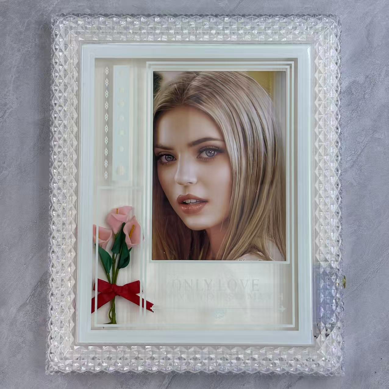 单孔LED塑料相框 暖光灯珠 情人节 母情节小礼物 居家相框装饰 摆台相框 卧室小夜灯5