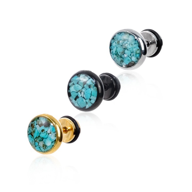 长盛饰品绿松石耳饰时尚百不锈钢搭轻奢款适合日常佩戴