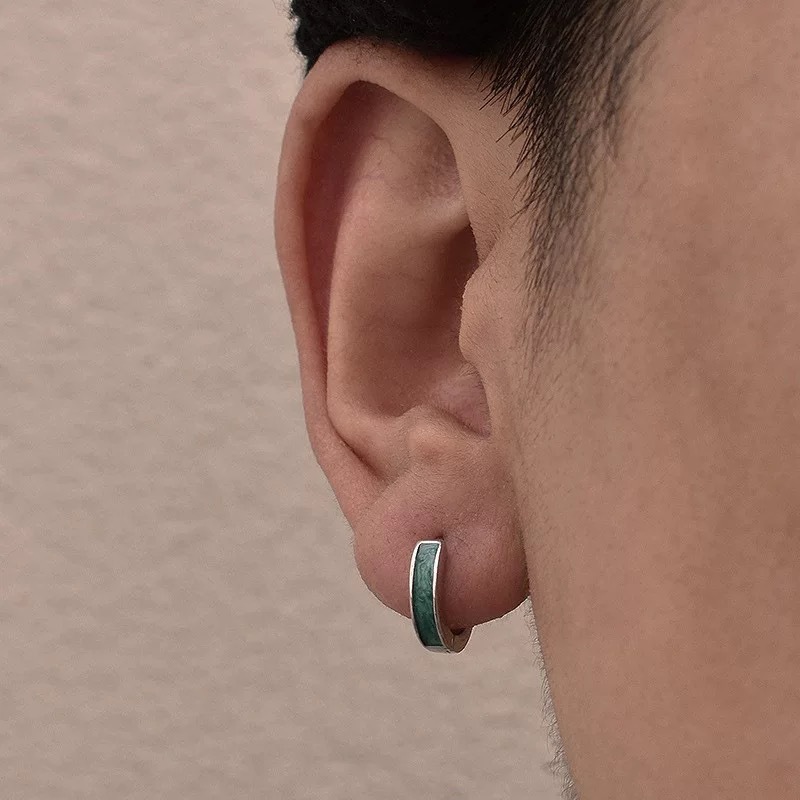Changsheng earrings, turquoise earrings, fashionable and versatile accessories, men's simple and elegant style, and women's ear buckles detail image 3