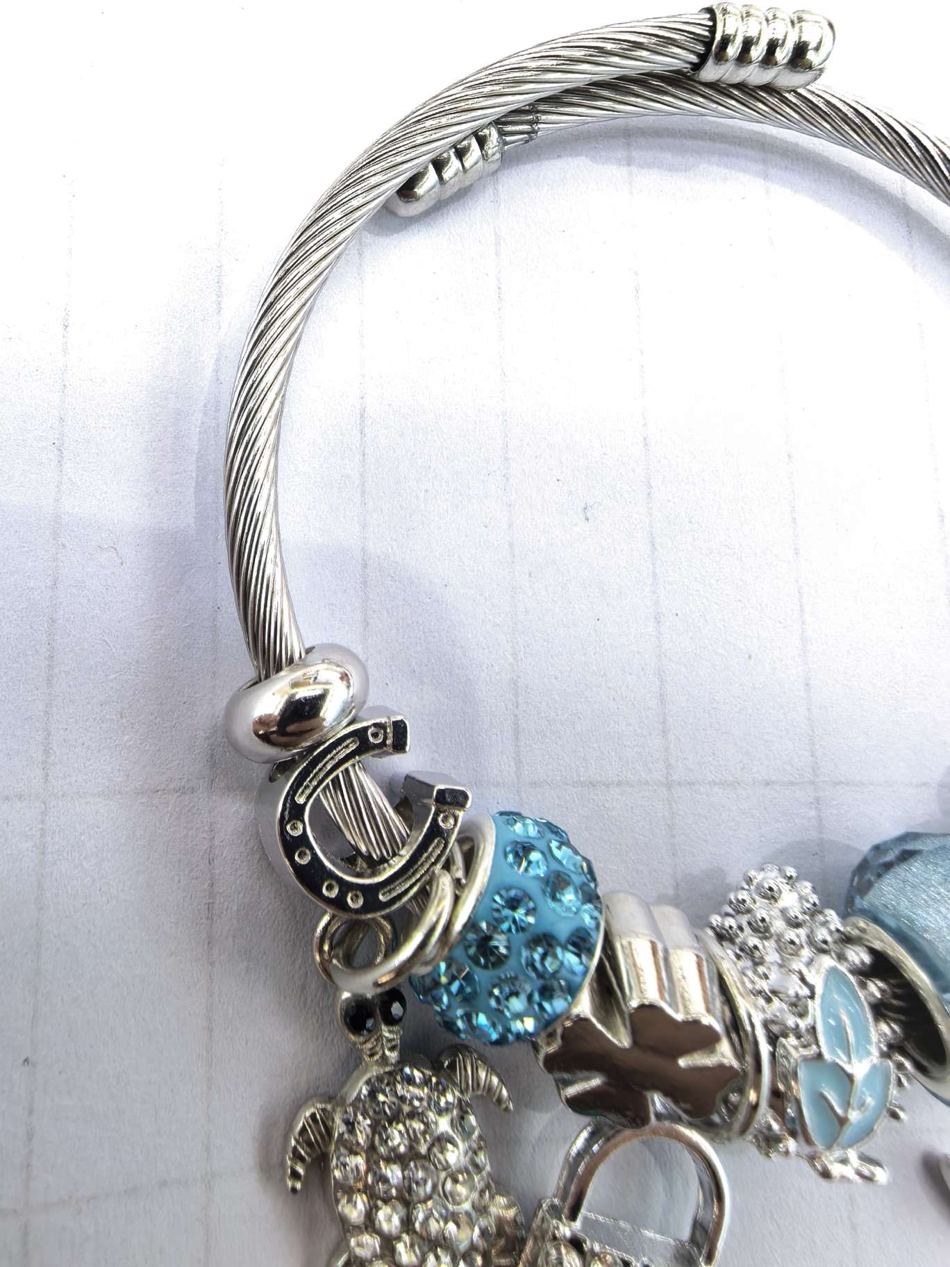 不锈钢手链 钢色手链 可做金色 乌龟挂件 船锚挂件 爱情锁挂件详情图4